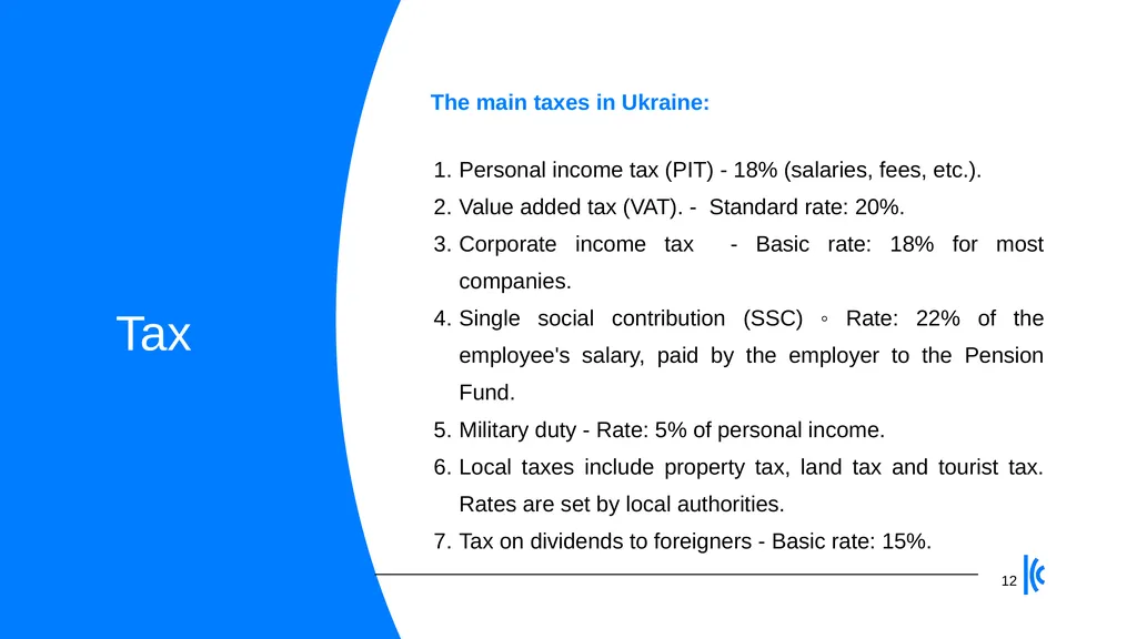 Legal, IP, Local Presence, Banking & Tax - slide 12 of 16