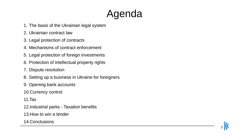 Legal, IP, Local Presence, Banking & Tax - slide 2 of 16