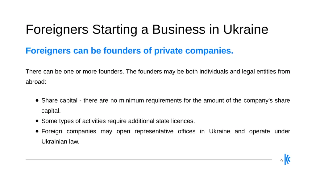 Legal, IP, Local Presence, Banking & Tax - slide 9 of 16