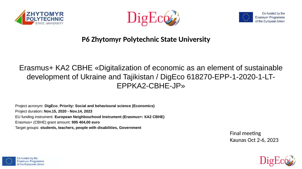 P6 Zhytomyr Polytechnic State University Erasmus+ - slide 1 of 19