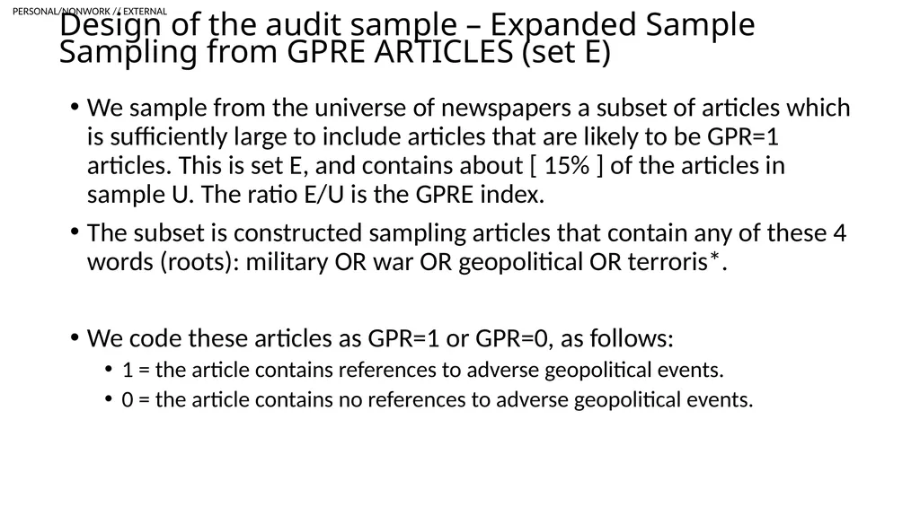 Notes on Constructing the Audit These notes - slide 4 of 17