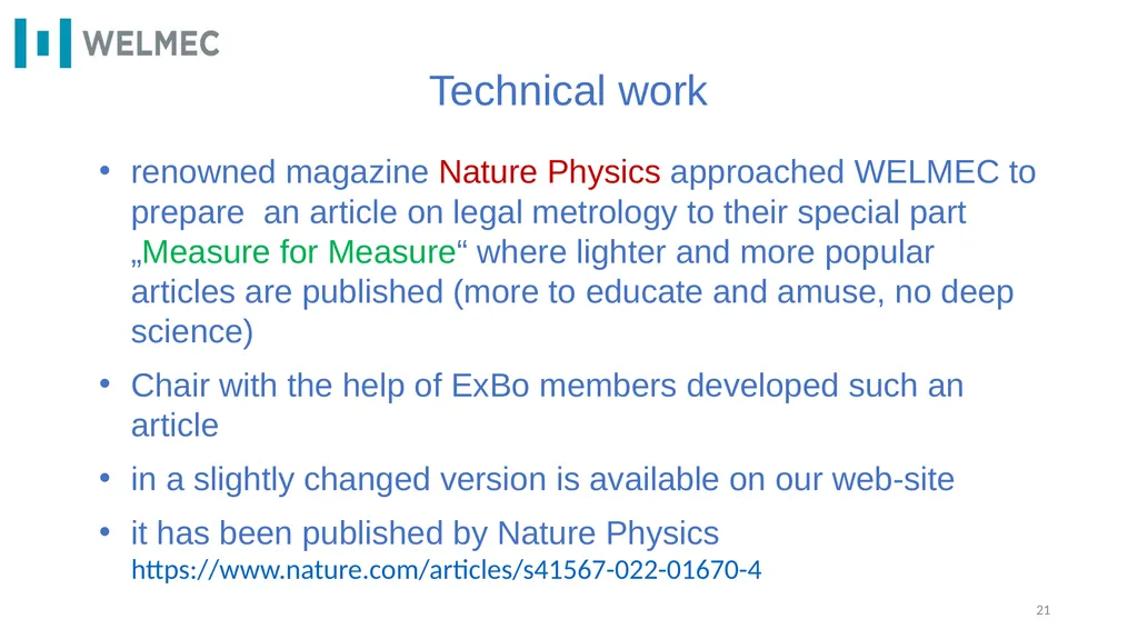 WELMEC e.V. – highlights 2021 - 2022 Pavel - slide 21 of 22