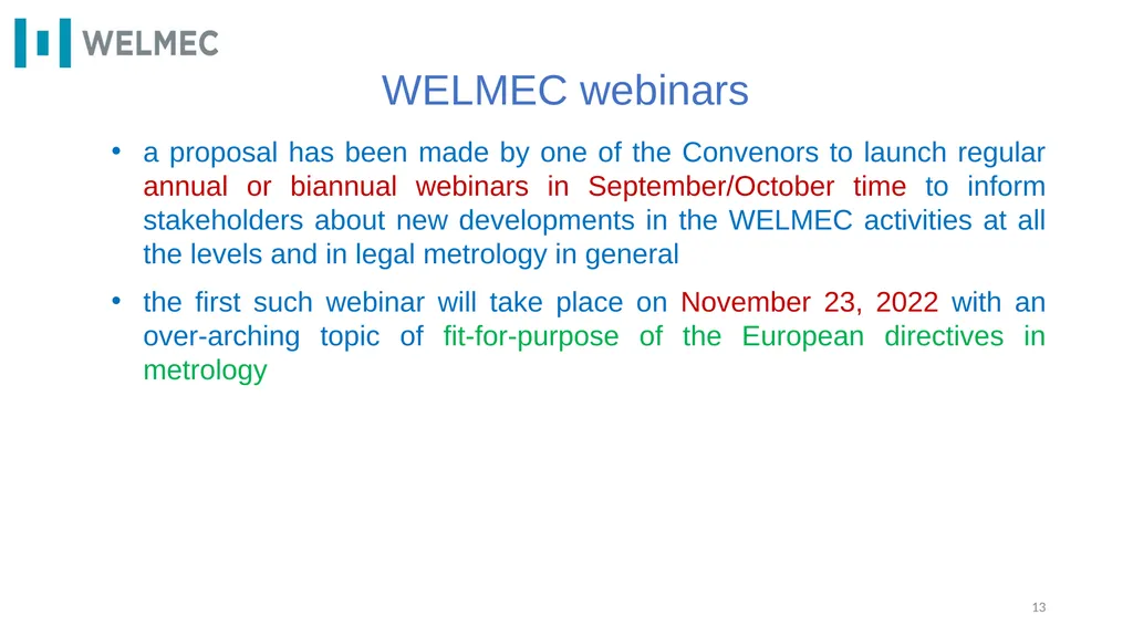 WELMEC e.V. – highlights 2021 - 2022 Pavel - slide 13 of 22