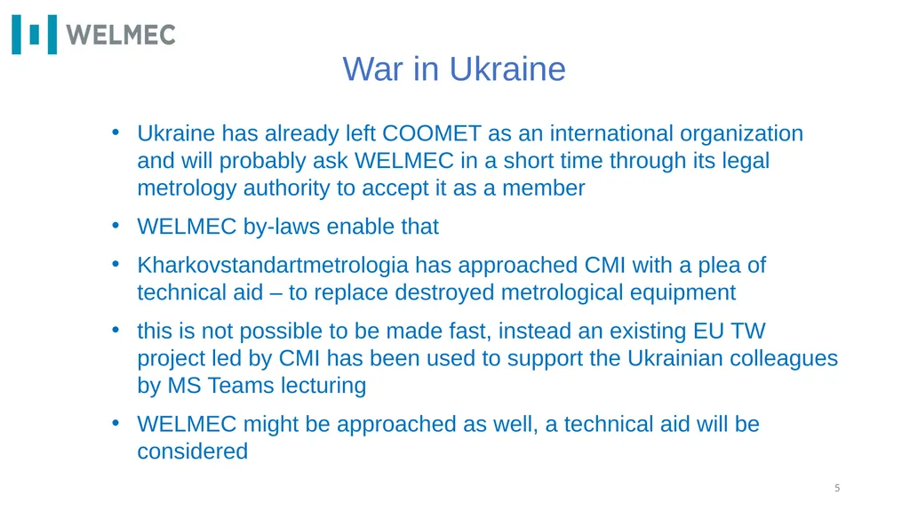 WELMEC e.V. – highlights 2021 - 2022 Pavel - slide 5 of 22
