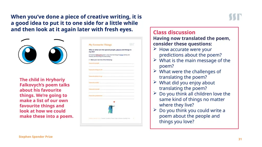 1 Session One Creative Translation Poetry Project: - slide 31 of 35