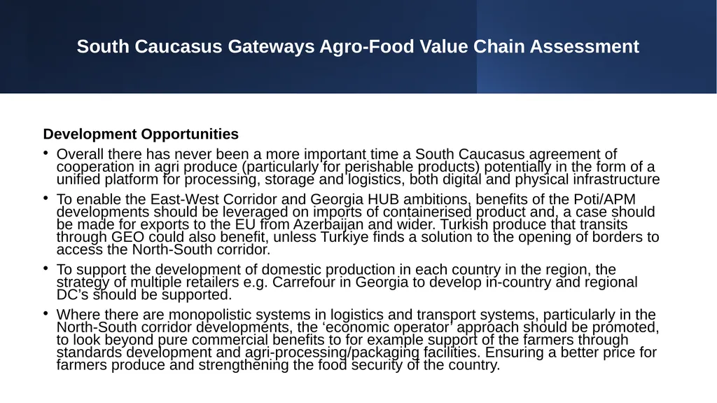 South Caucasus Gateways Agro-Food Value Chain - slide 9 of 9