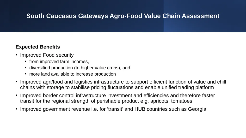 South Caucasus Gateways Agro-Food Value Chain - slide 4 of 9