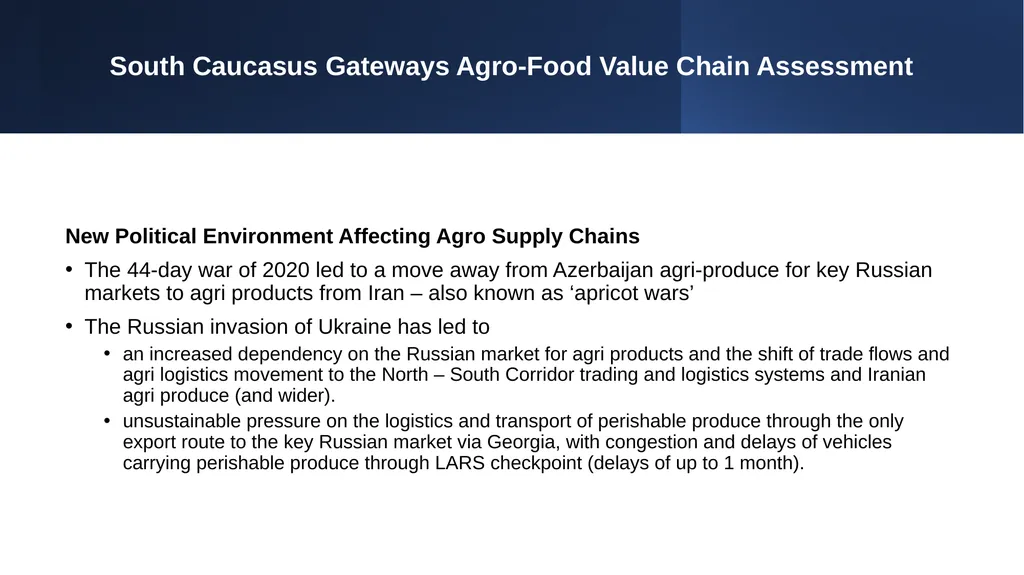 South Caucasus Gateways Agro-Food Value Chain - slide 5 of 9