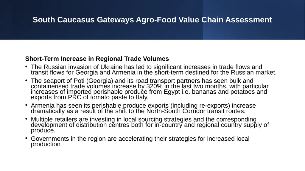 South Caucasus Gateways Agro-Food Value Chain - slide 7 of 9