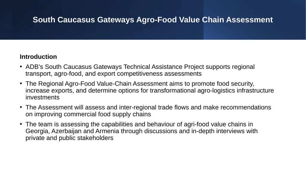 South Caucasus Gateways Agro-Food Value Chain - slide 2 of 9