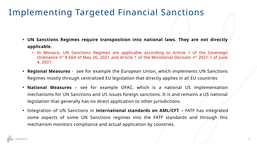 AML Tuesday’s Session #19 on: TFS Regulation, - slide 5 of 20