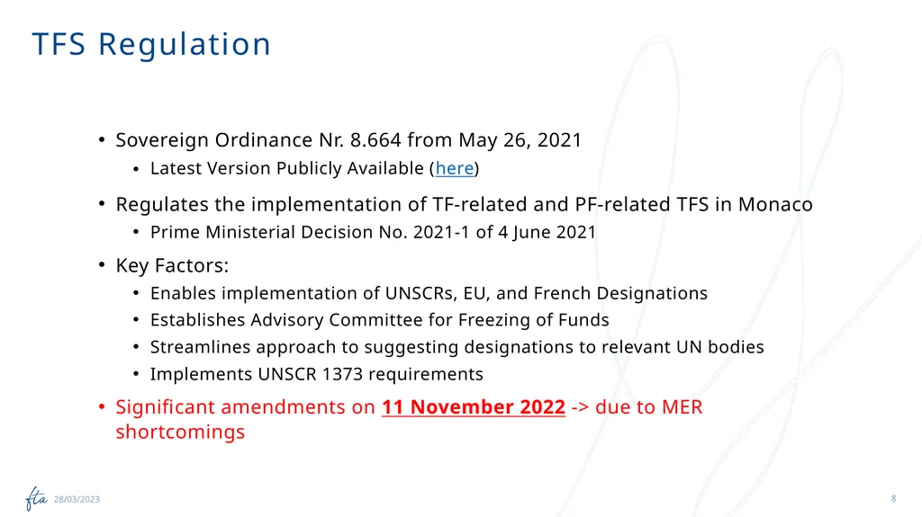 AML Tuesday’s Session #19 on: TFS Regulation, - slide 8 of 20