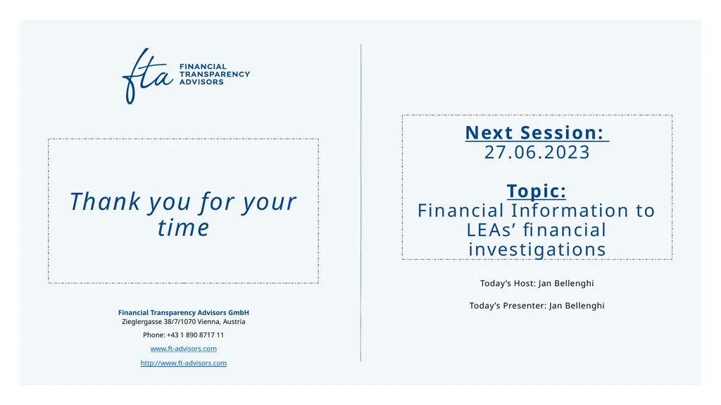 AML Tuesday’s Session #19 on: TFS Regulation, - slide 20 of 20