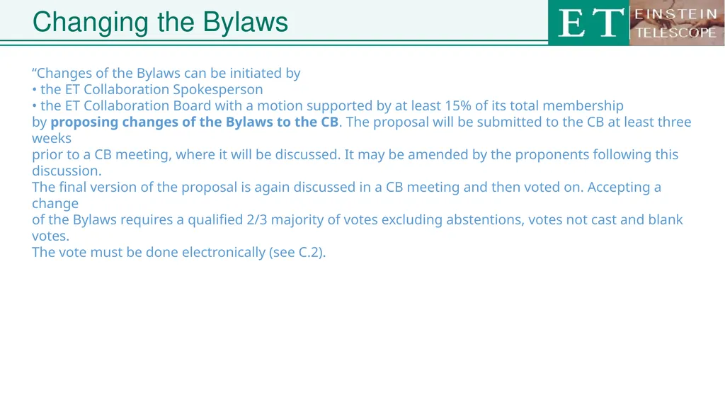 Einstein Telescope Collaboration Board ET - slide 20 of 26
