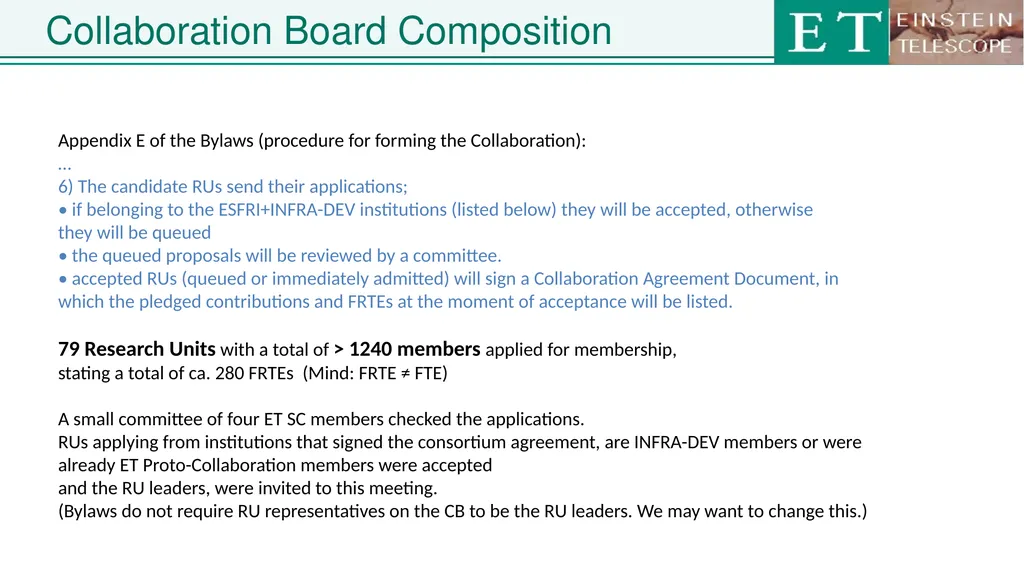 Einstein Telescope Collaboration Board ET - slide 7 of 26