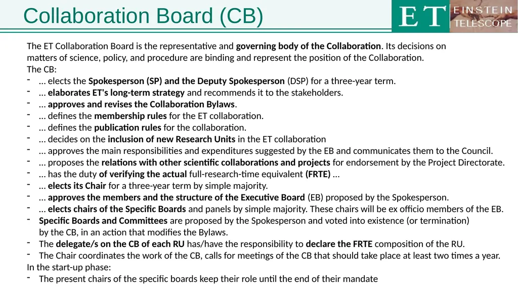 Einstein Telescope Collaboration Board ET - slide 4 of 26