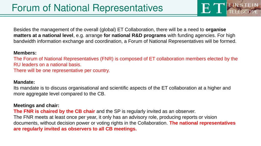 Einstein Telescope Collaboration Board ET - slide 17 of 26
