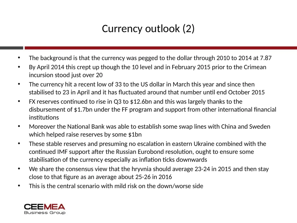 Ukraine Business outlook 2015-19 Quarterly update - slide 28 of 31