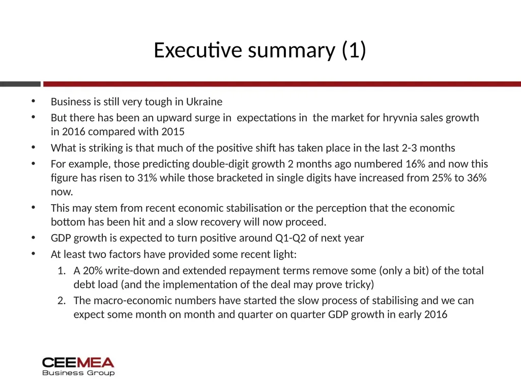 Ukraine Business outlook 2015-19 Quarterly update - slide 3 of 31