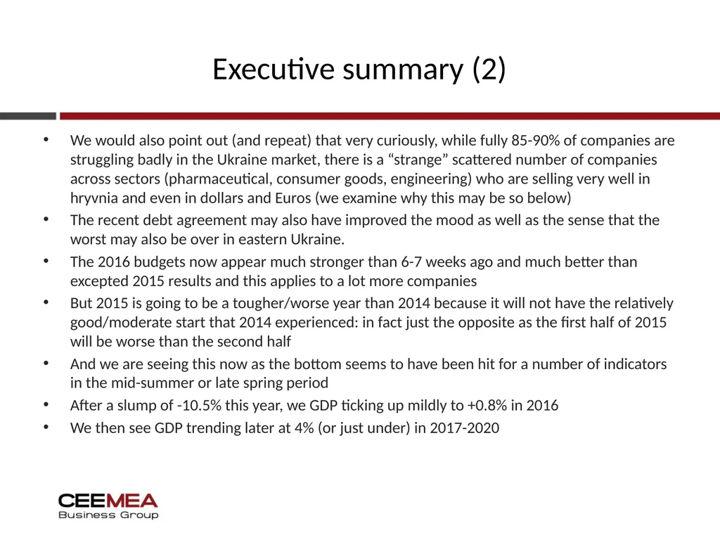 Ukraine Business outlook 2015-19 Quarterly update - slide 4 of 31