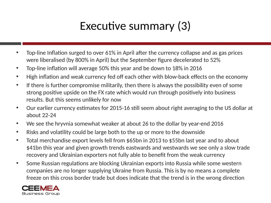 Ukraine Business outlook 2015-19 Quarterly update - slide 5 of 31
