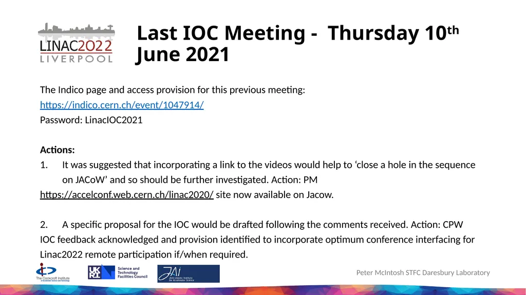 Linac IOC Meeting Liverpool Liver Building Tuesday - slide 3 of 6