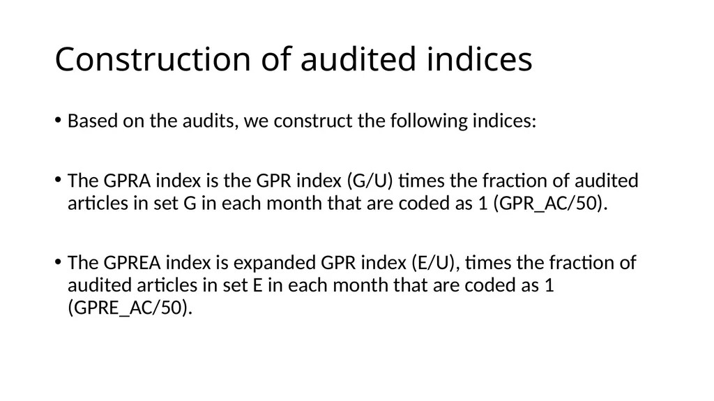 Notes on Constructing the Audit These notes - slide 15 of 20