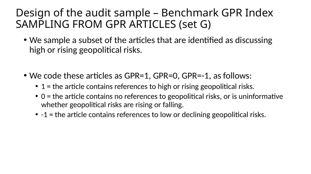 Notes on Constructing the Audit These notes - slide 3 of 20