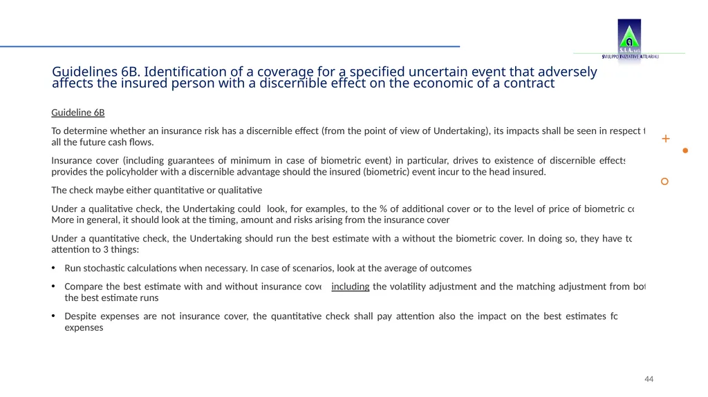 Solvency II changes in technical provisions, - slide 44 of 45