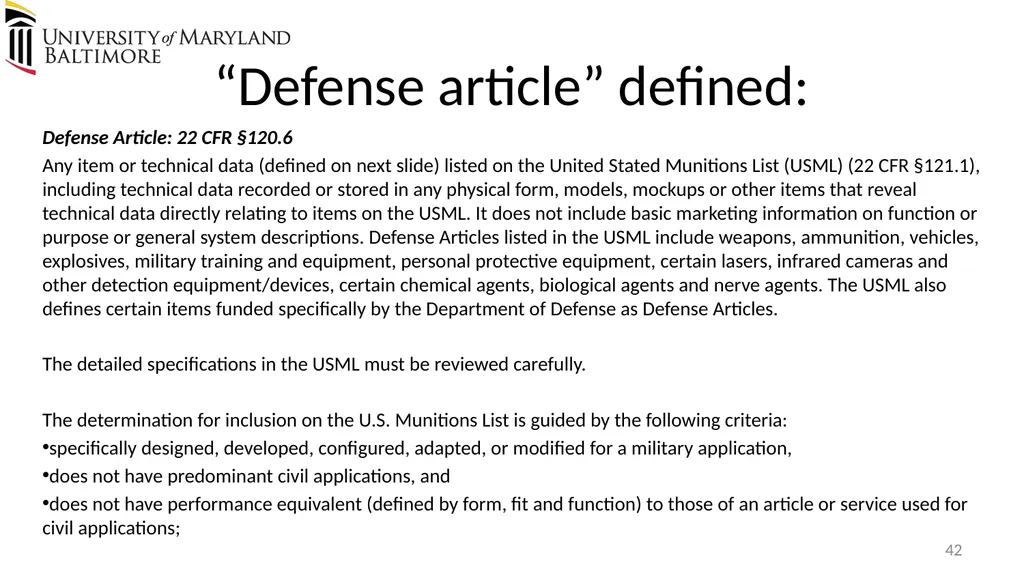 Does UMB export? Complying with the U.S. Export - slide 42 of 68