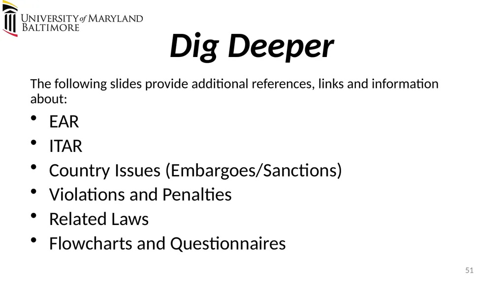 Does UMB export? Complying with the U.S. Export - slide 51 of 68