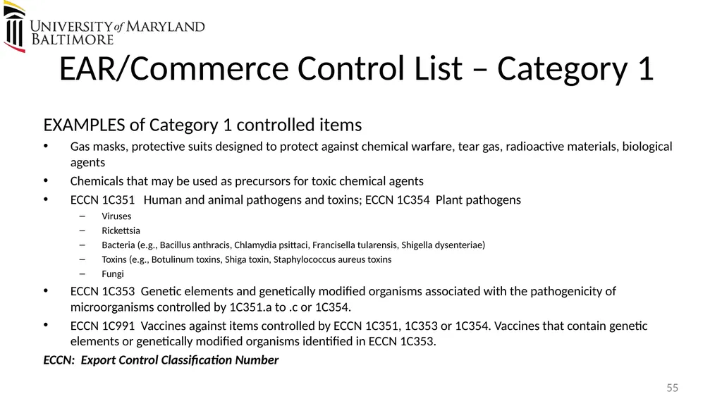 Does UMB export? Complying with the U.S. Export - slide 55 of 68