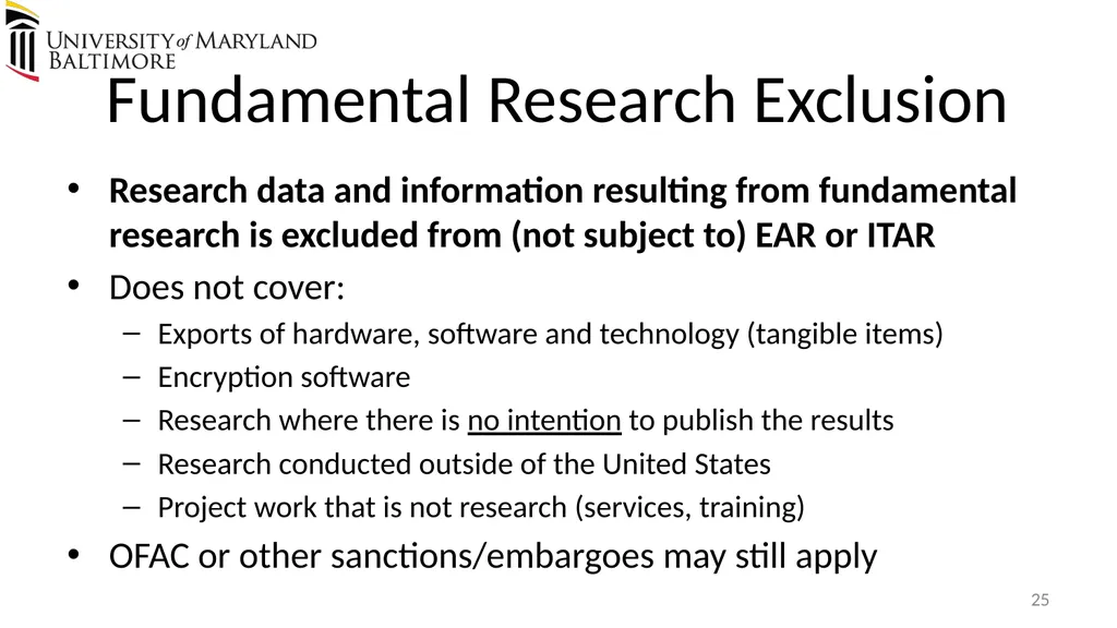 Does UMB export? Complying with the U.S. Export - slide 25 of 68