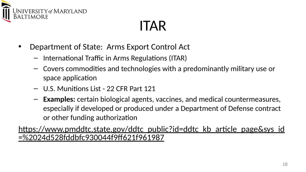 Does UMB export? Complying with the U.S. Export - slide 18 of 68