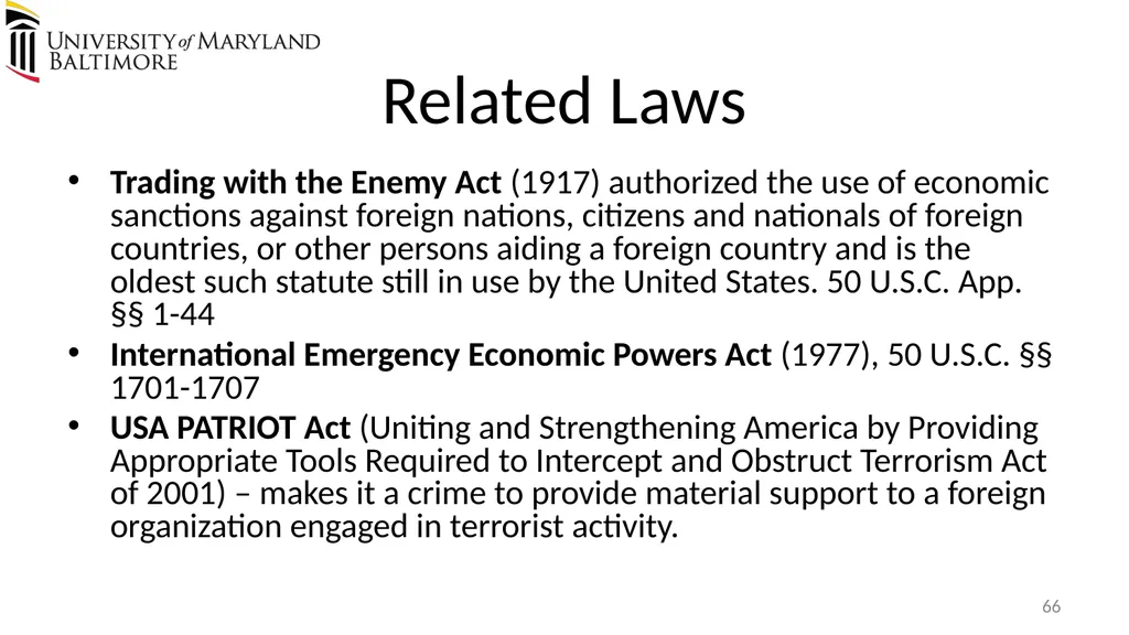 Does UMB export? Complying with the U.S. Export - slide 66 of 68
