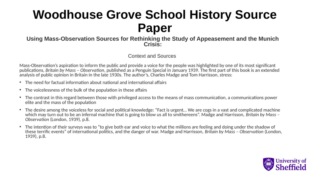 Woodhouse Grove School History Source Paper Using - slide 1 of 8