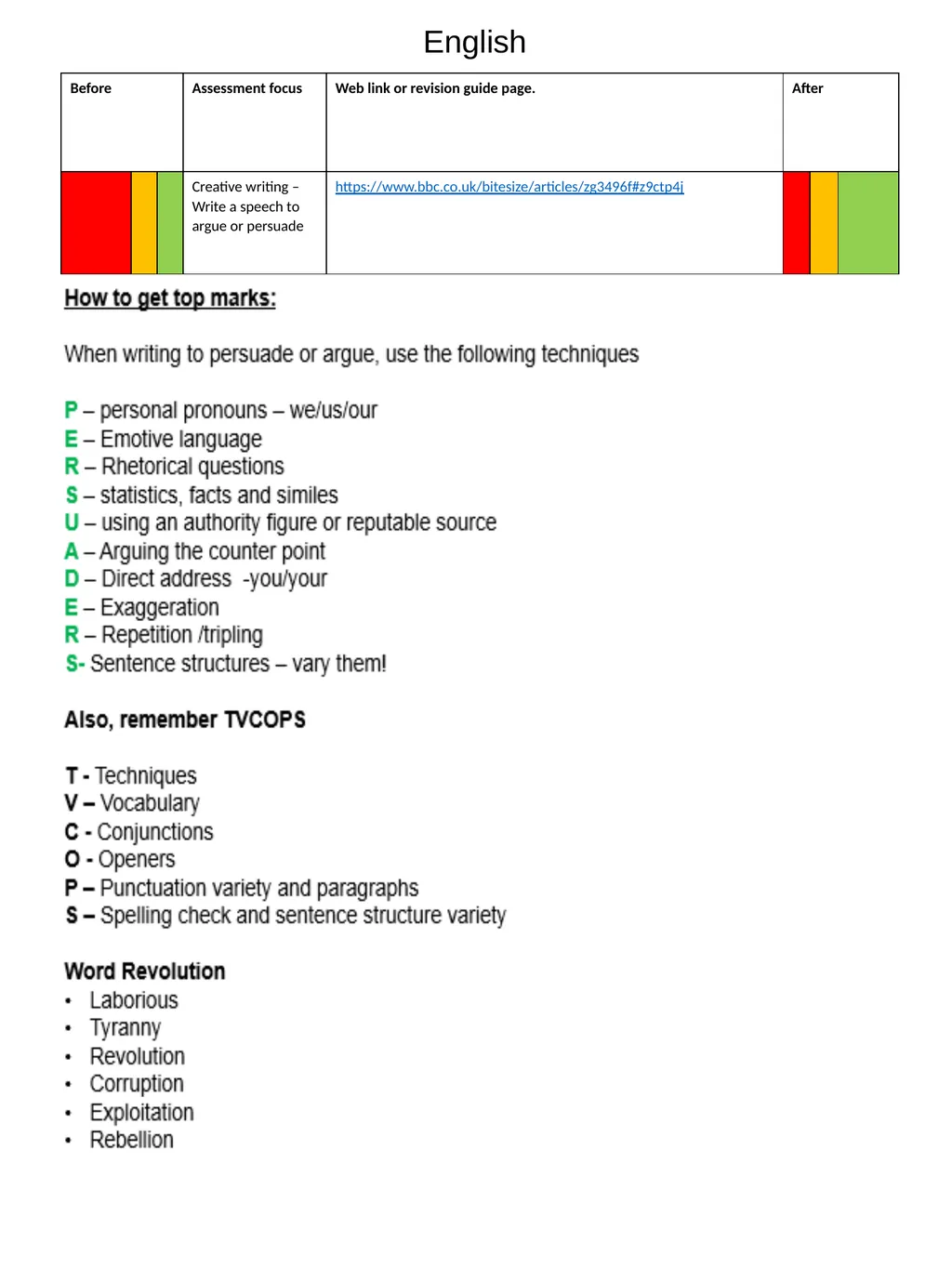 Year 9 June Assessment Revision Guide Revision - slide 4 of 11