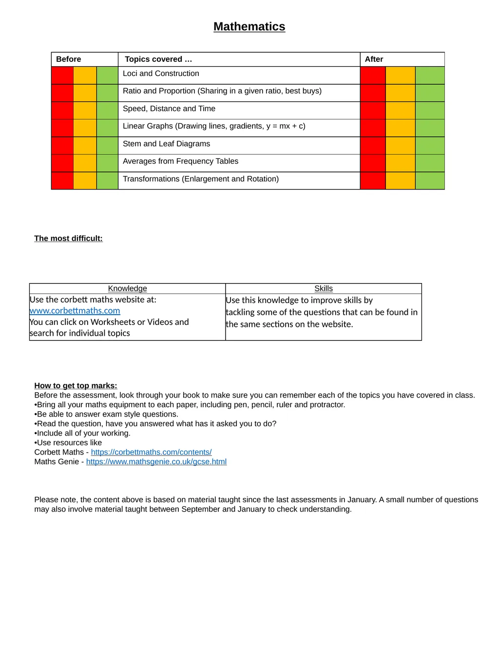 Year 9 June Assessment Revision Guide Revision - slide 5 of 11