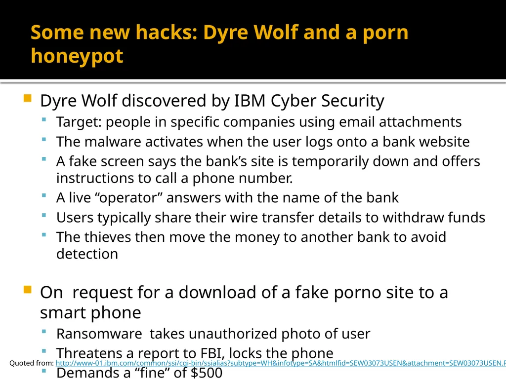 Notes on The Cyber Threat The threat gets worse - slide 9 of 16