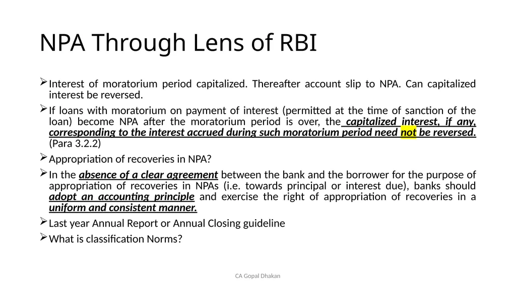 NPA Through Lens of RBI CA Gopal Dhakan M.com., - slide 18 of 43