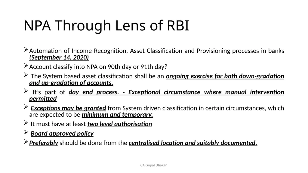 NPA Through Lens of RBI CA Gopal Dhakan M.com., - slide 20 of 43