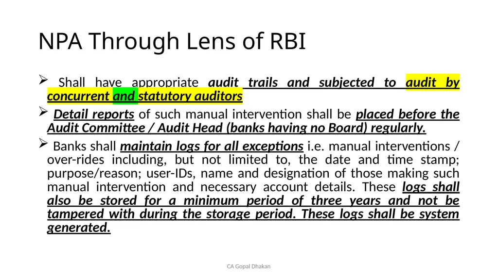 NPA Through Lens of RBI CA Gopal Dhakan M.com., - slide 21 of 43