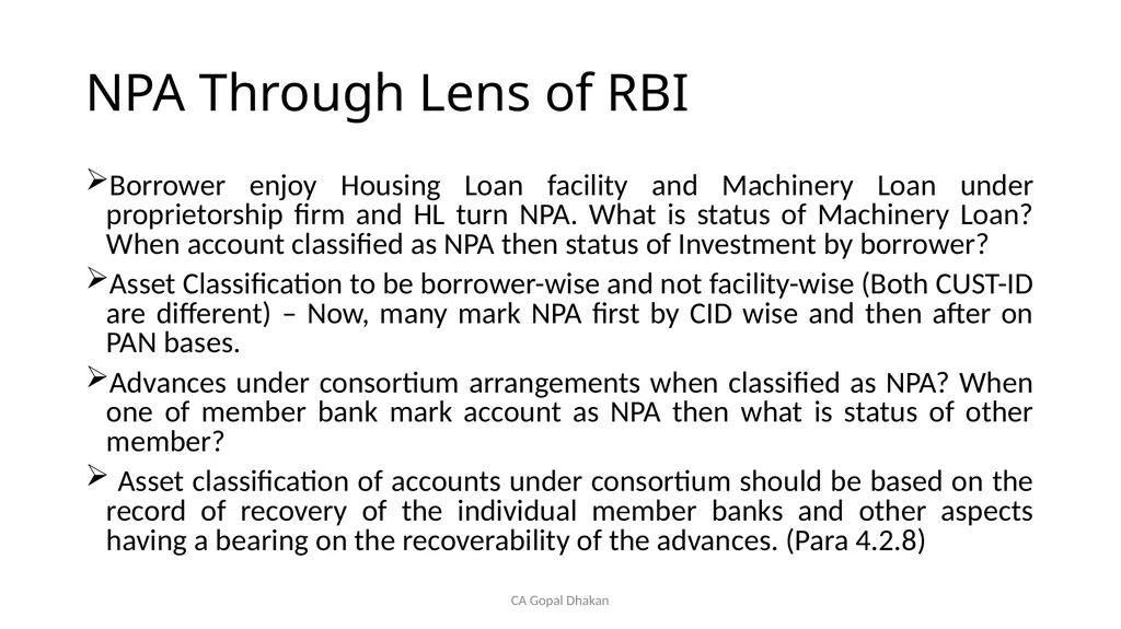 NPA Through Lens of RBI CA Gopal Dhakan M.com., - slide 26 of 43
