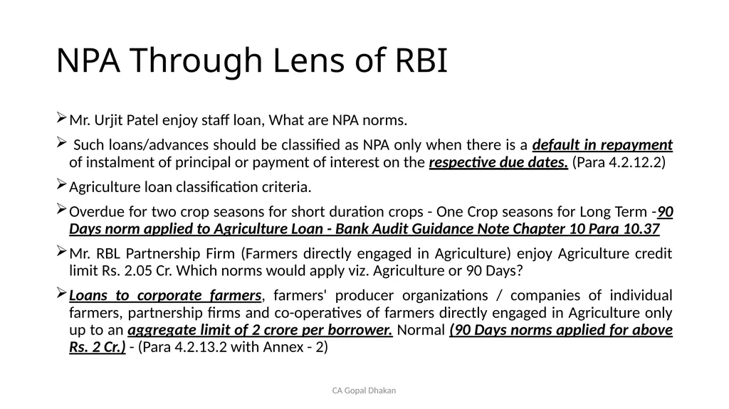 NPA Through Lens of RBI CA Gopal Dhakan M.com., - slide 29 of 43