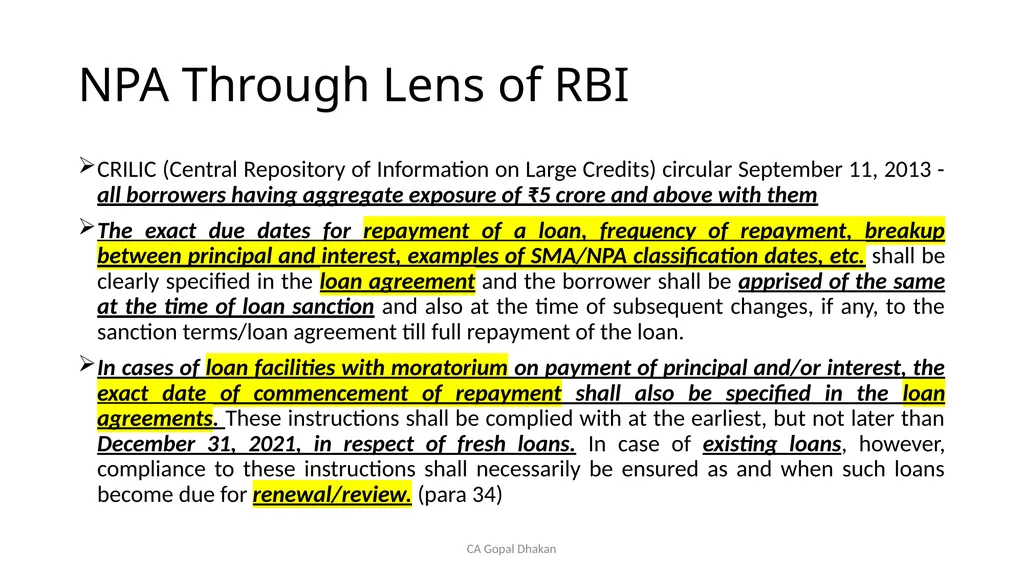 NPA Through Lens of RBI CA Gopal Dhakan M.com., - slide 39 of 43