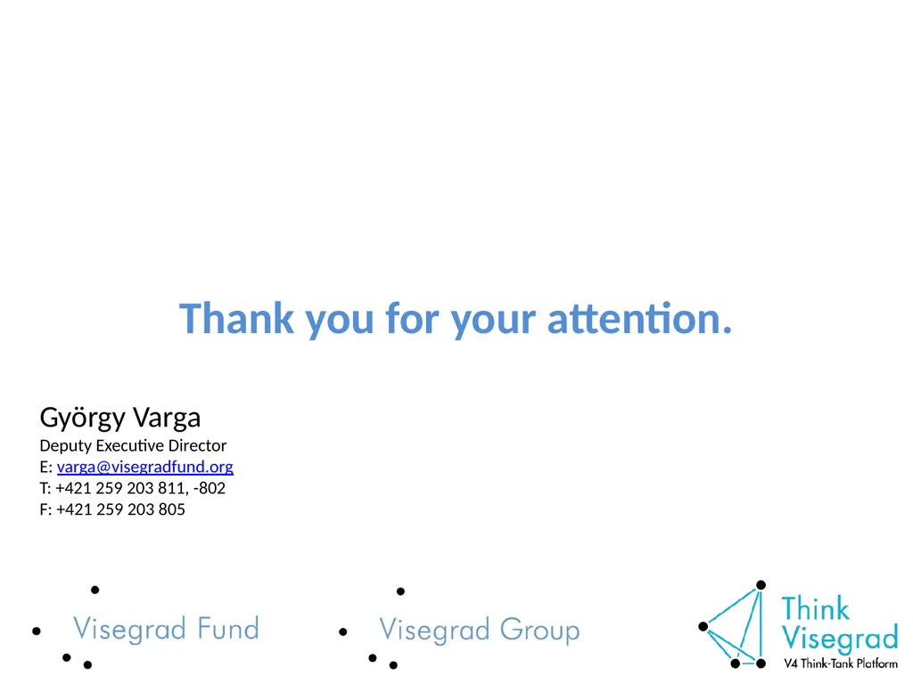 Visegrad: cooperation, fund and study 13th - slide 27 of 27