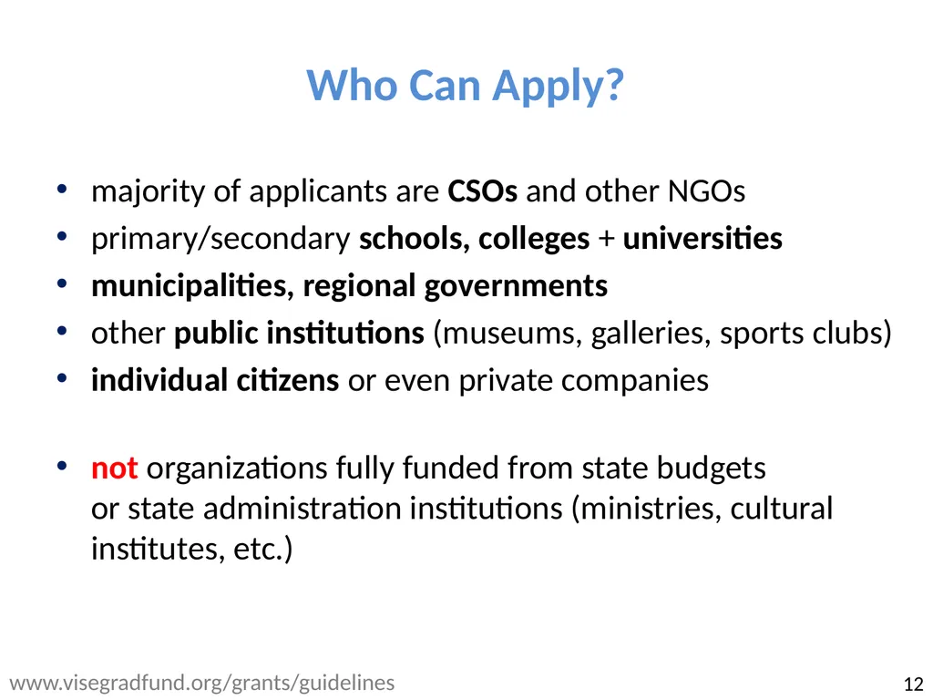 Visegrad: cooperation, fund and study 13th - slide 12 of 27