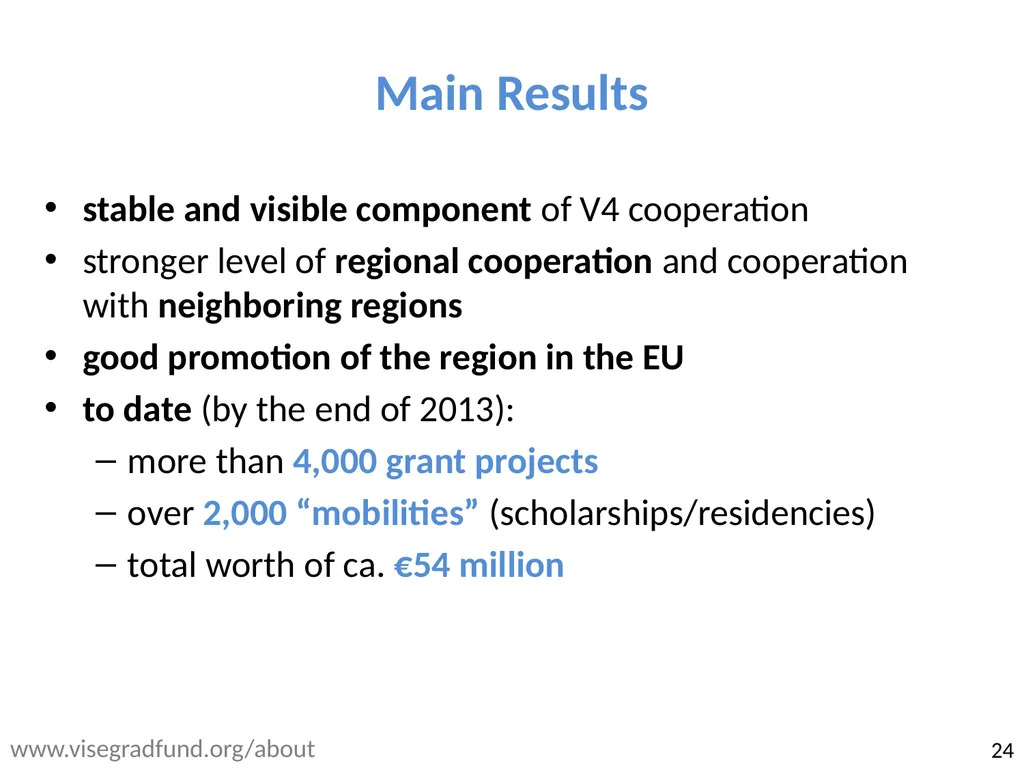Visegrad: cooperation, fund and study 13th - slide 24 of 27