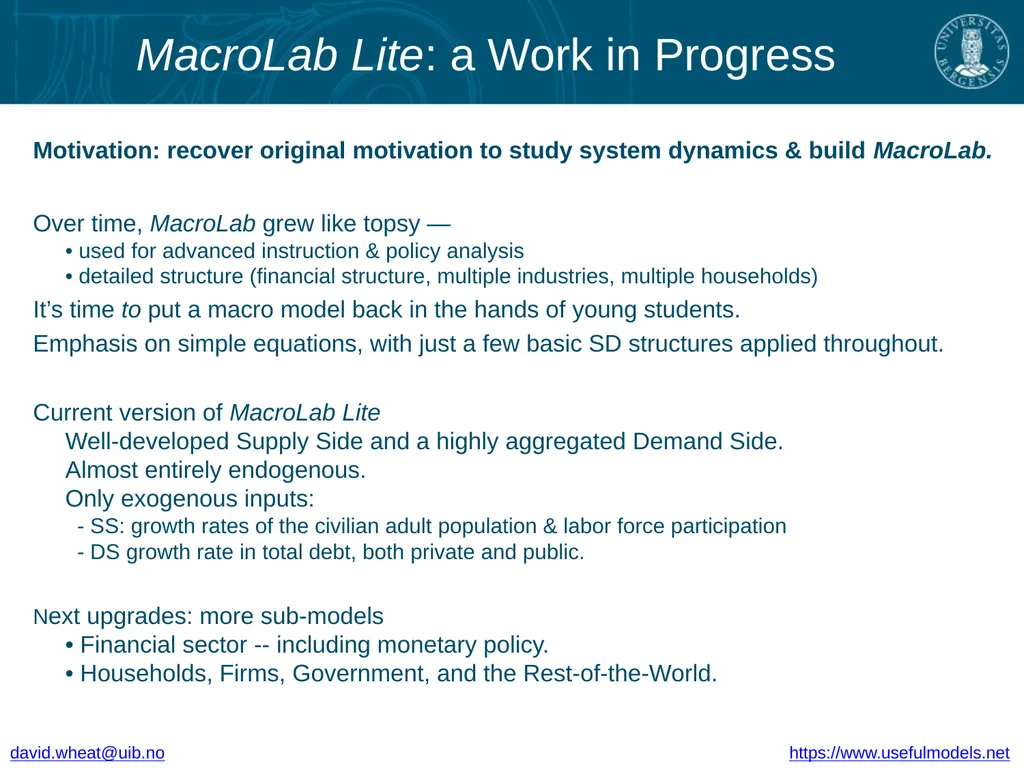 System Dynamics Group MacroLab Lite for - slide 2 of 14