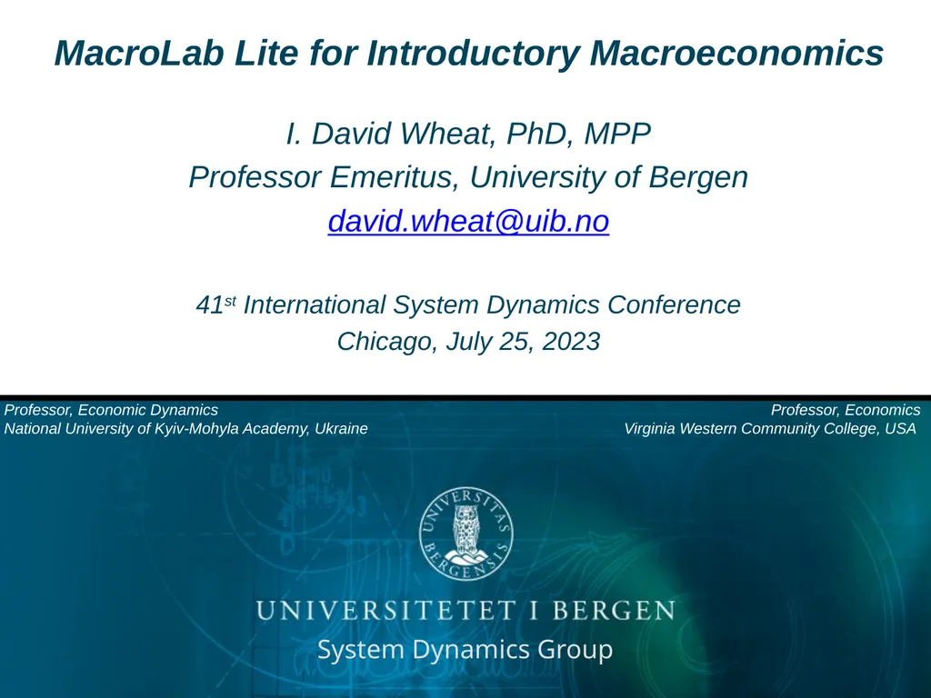 System Dynamics Group MacroLab Lite for - slide 1 of 14